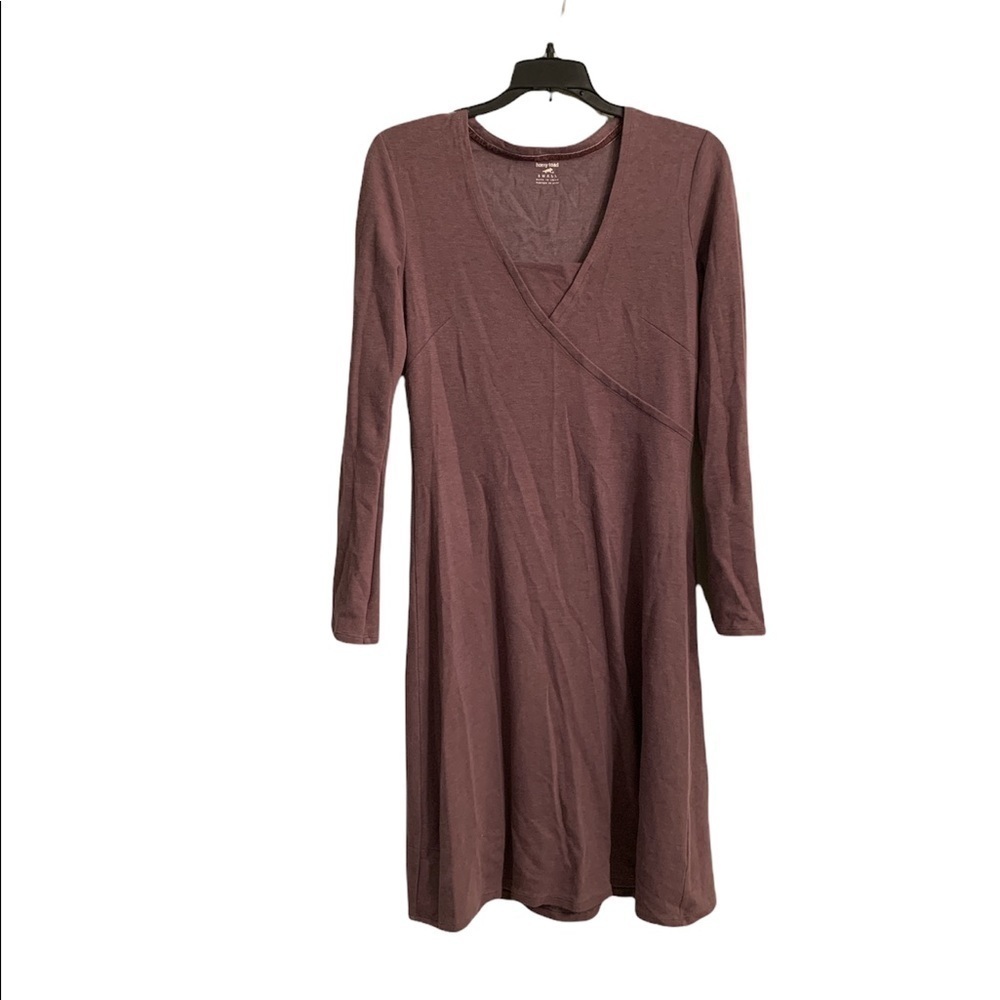 Horny Toad Purple Tomboy Faux Wrap Long Sleeve Dress Size Small